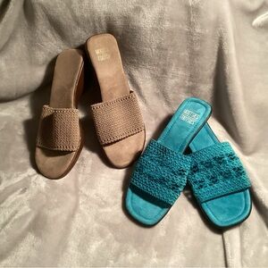2 Women’s Sandals - one price NEW Teal and Tan